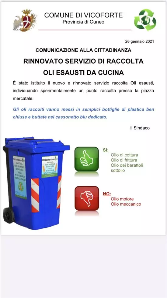 Servizio raccolta oli esausti da cucina