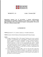 Nuova ordinanza regione Piemonte 20 Ottobre 2020