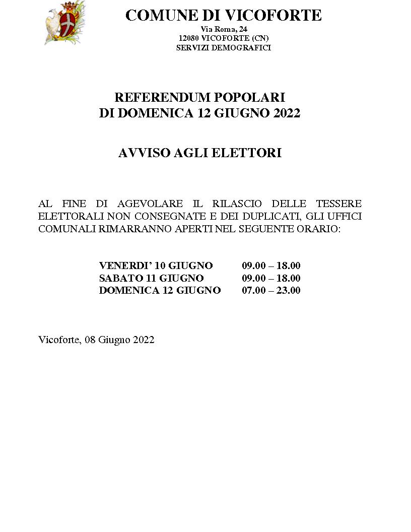 avviso orario elettorale