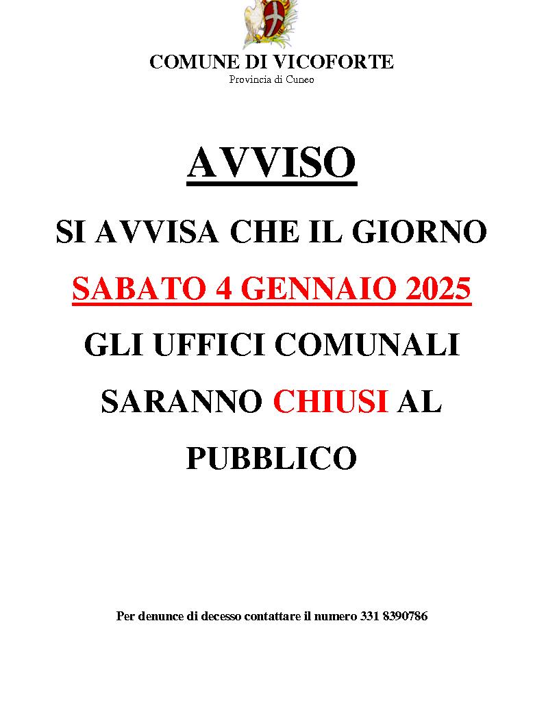 AVVISO CHIUSURA